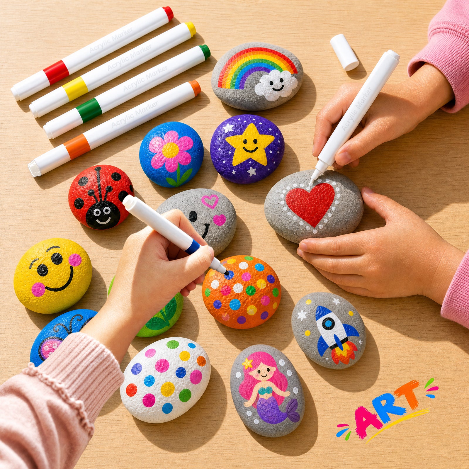 Toymingle Handmade Painted Colored Stones Art & Craft Kit 11 Piece