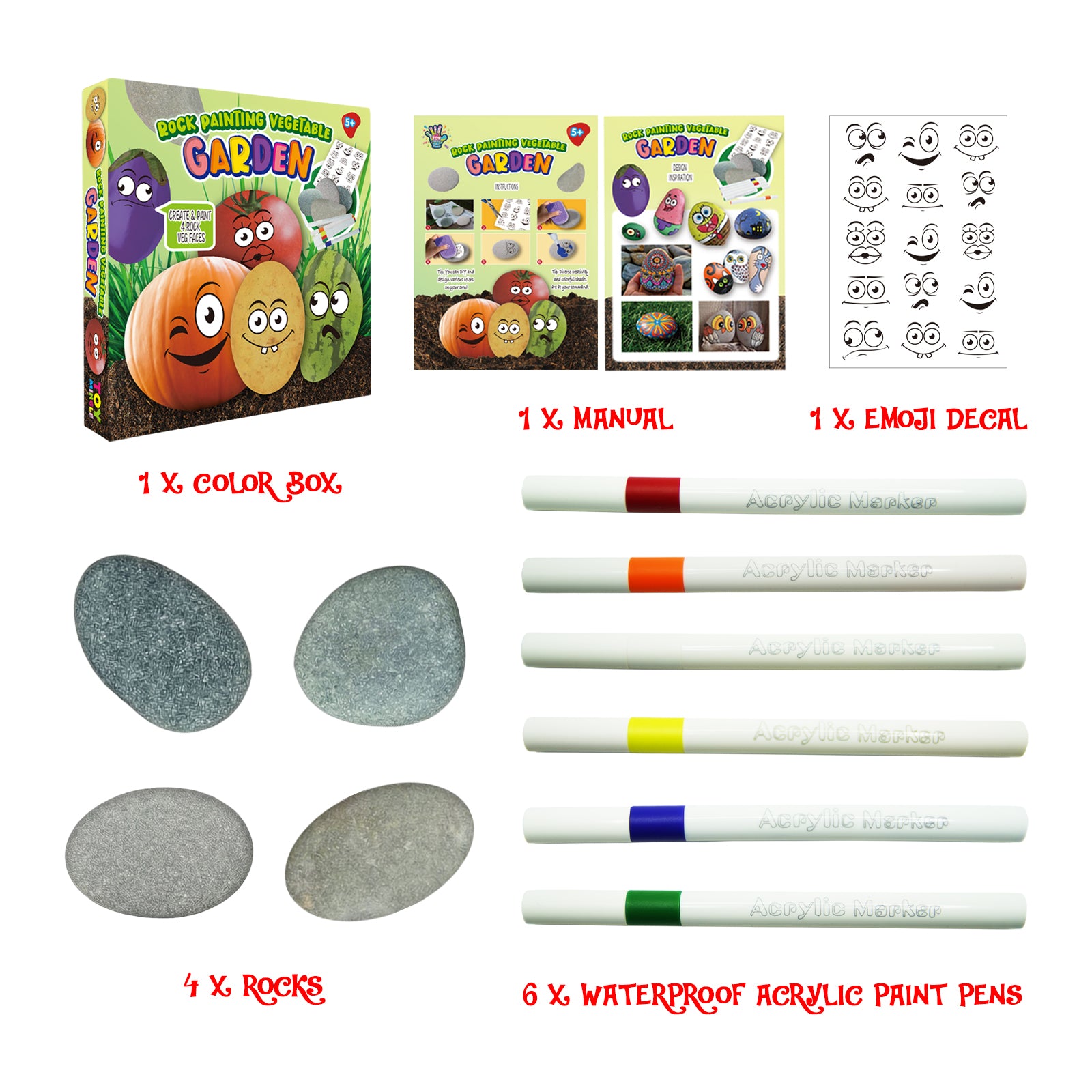 Toymingle Handmade Painted Colored Stones Art & Craft Kit 11 Piece